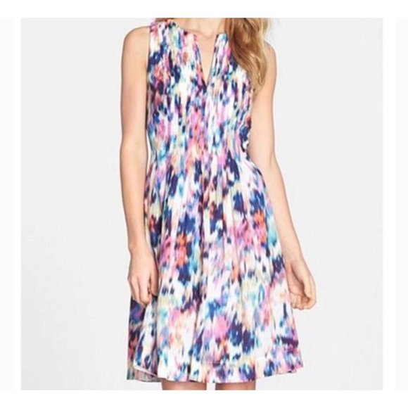 NYDJ Dresses & Skirts - NYDJ heleny Women's watercolor pattern dress  Slimming Slip sleeveless size 14